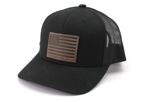 The Tucker Carlson Show Leather Patch Hat - Black