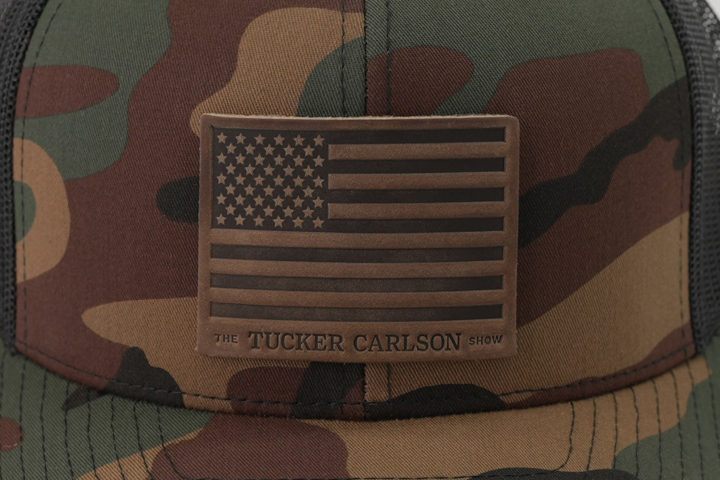 The Tucker Carlson Show Leather Patch Hat - Camo