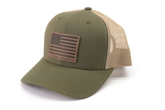 The Tucker Carlson Show Leather Patch Hat - Moss Green