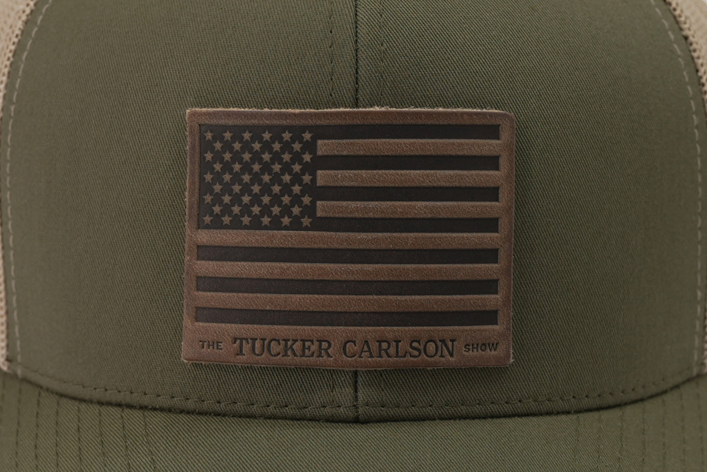 The Tucker Carlson Show Leather Patch Hat - Moss Green