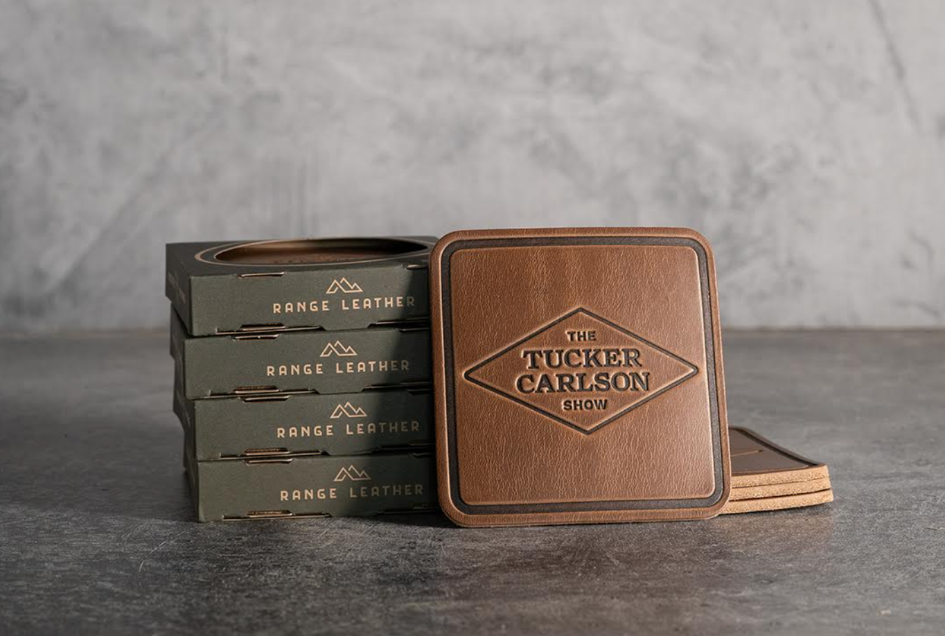 The Tucker Carlson Show Leather Coaster 4-Pack