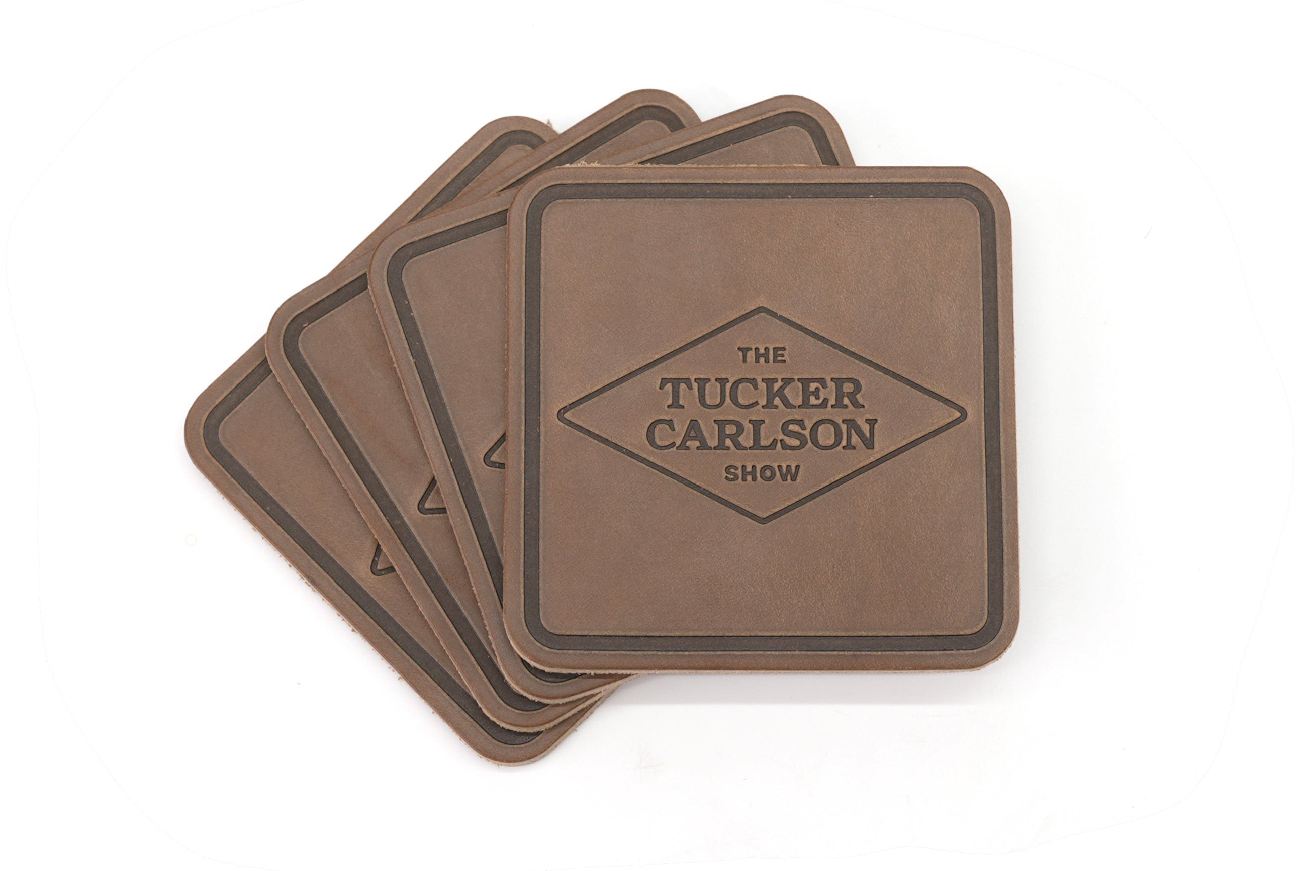 The Tucker Carlson Show Leather Coaster 4-Pack