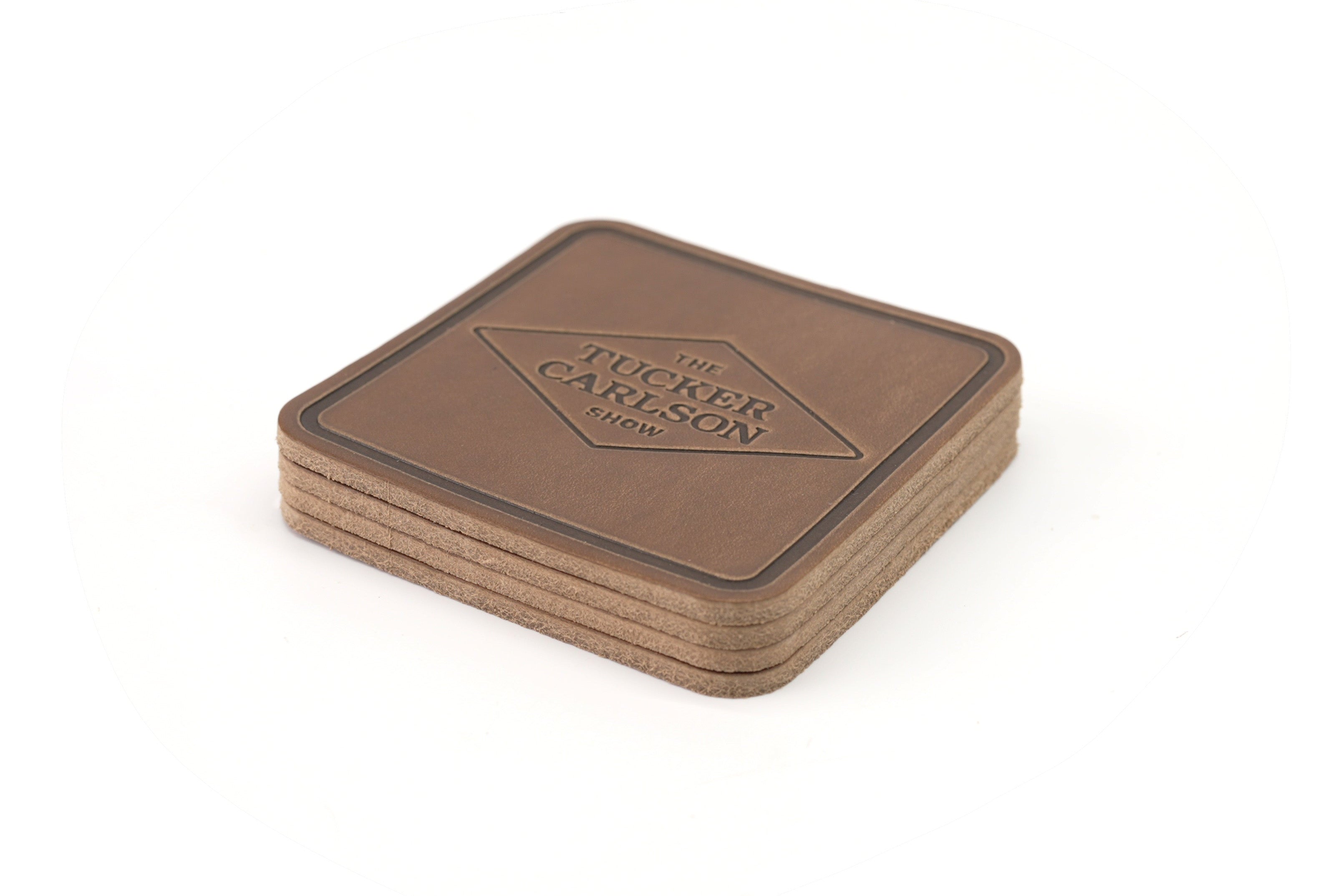 The Tucker Carlson Show Leather Coaster 4-Pack