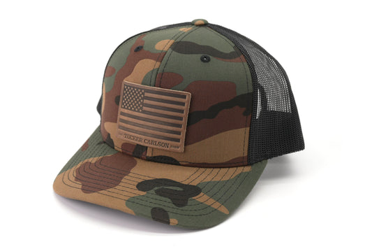 The Tucker Carlson Show Leather Patch Hat - Camo