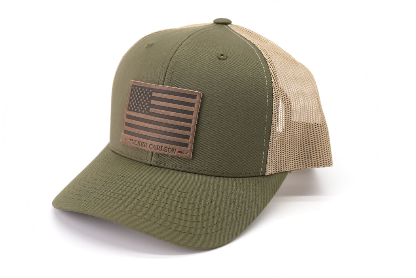 The Tucker Carlson Show Leather Patch Hat - Moss Green